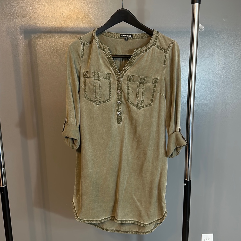Express shirt dress army green XS